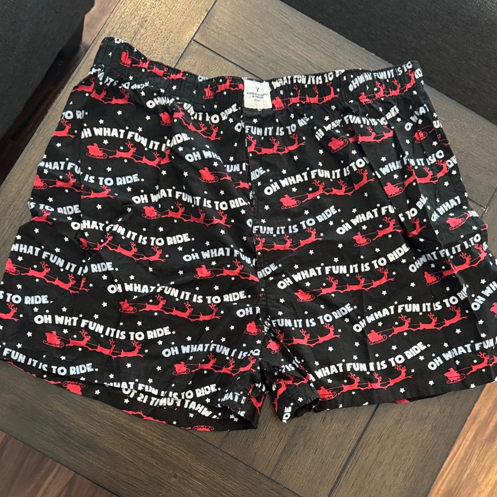 American Eagle Festive Santa and Reindeer Boxer Shorts